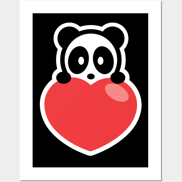 Valentine Heart Panda Bambu Brand Valentines Day Love Wall Art by Bambu